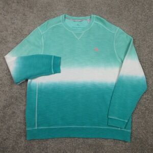 Tommy Bahama Sweater Mens 2XL Green Ombre Knit Stretch Pink Marlin Logo Casual